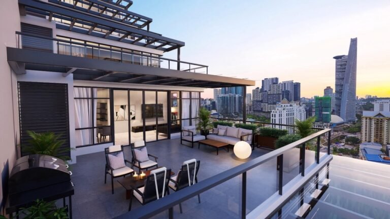 Private outdoor terrace at the Signature X-Suites in Khaya Residences Bangsar